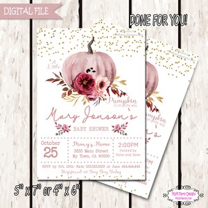 Little Pumpkin Invitations Baby Shower, Birthday, Baby Boy, Fall Baby Shower, White Pumpkin,  Invites Printable Done For You