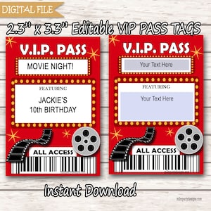 Film Name Tags, Hollywood Party Tags, Digital, Téléchargement instantané, SET of9, Red Carpet Party