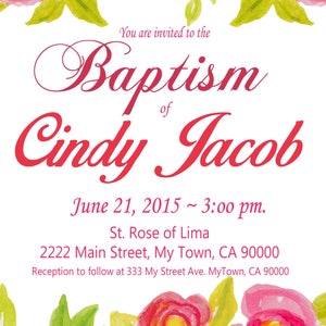 Baptism Invitation Custom Printable Print at Home Personalized ...