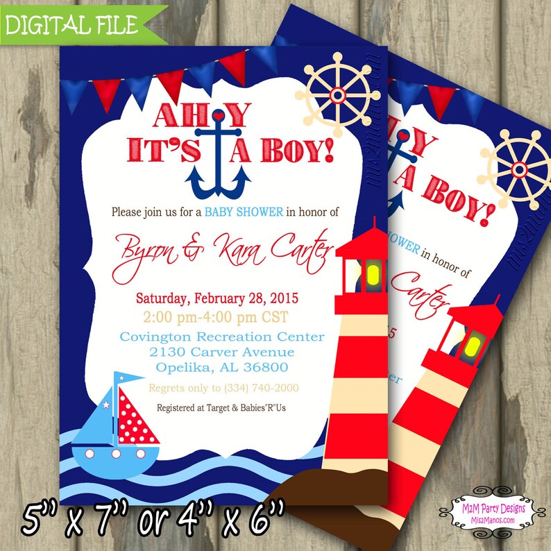 Ahoy It's a Boy Invitation Ahoy Its a Boy Baby Shower Etsy