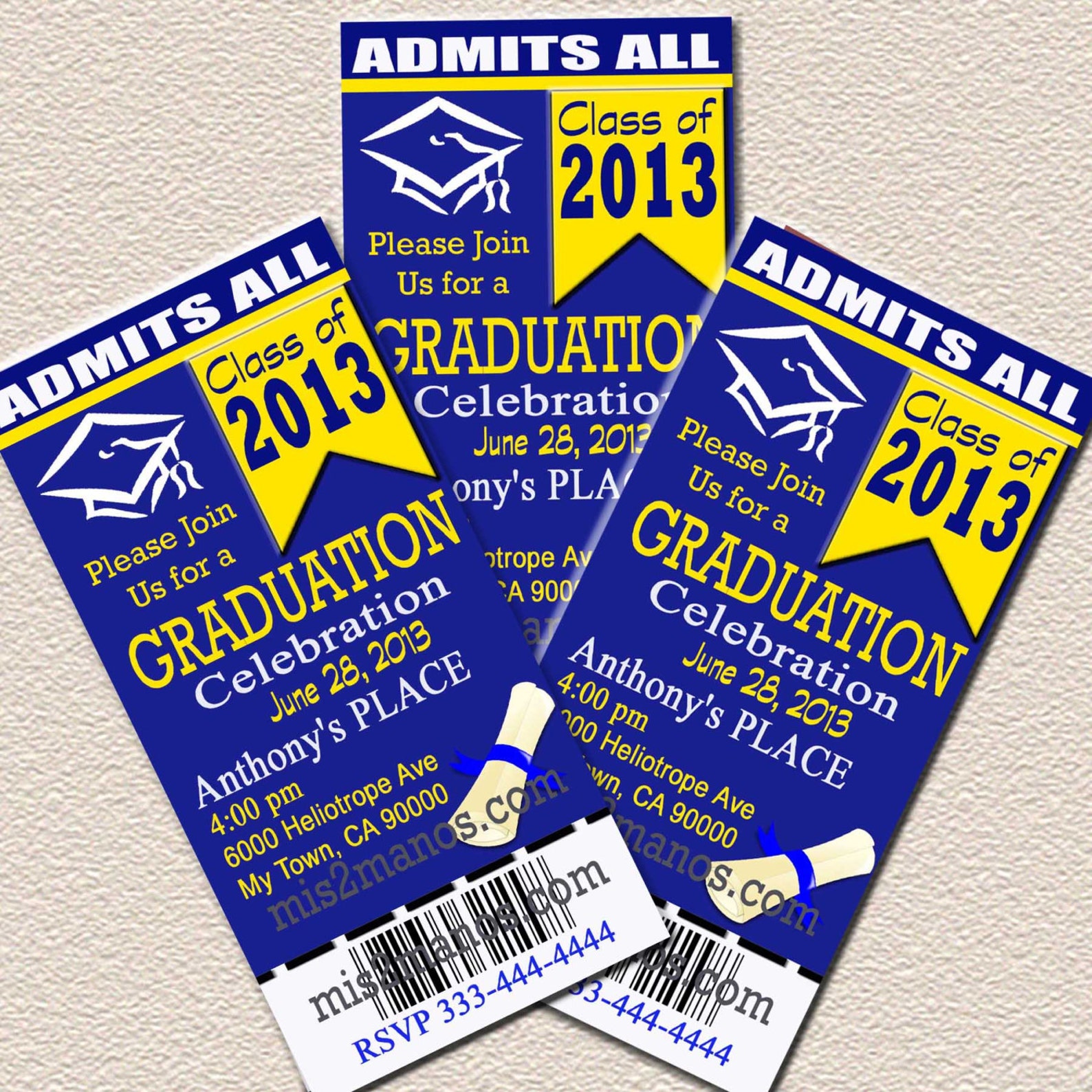 Graduation Ticket Invites Your School Colors Diy Print At Home Etsy graduation-ticket-invites-your-school-colors-diy-print-at-home-etsy