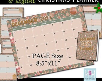 Printable Christmas Calendar and  Planner, Cookie Theme, Digital Weekly Planner, EDTIABLE December Calendar - 8.5x11 Instant Download