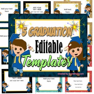 Kinder Graduation Editable Templates Slides. End of School Year Class Activities Instant Download