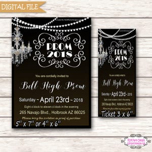 Ausgefallene Prom Einladung. Flyer oder Ticket. Ballroom Theme Einladung, Classique Magnifique, personalisierte Abschluss einladung druckbar