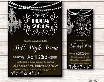 Fancy Prom Invitation. Flyer or Ticket. Ballroom Theme Invitation, Classique Magnifique, Personalized Graduation invitation Printable