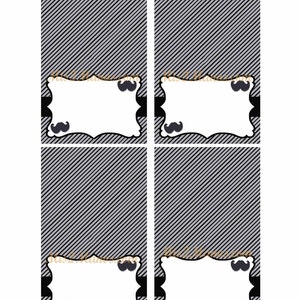 Tenda baffi, Topper borsa bomboniera, Carte buffet stampabili, Set di 4, Carte alimentari vuote, Download istantaneo