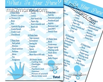 Prince Baby What's in Your Purse Baby Shower Game, Rattle Shower Game  Digital Instant Download