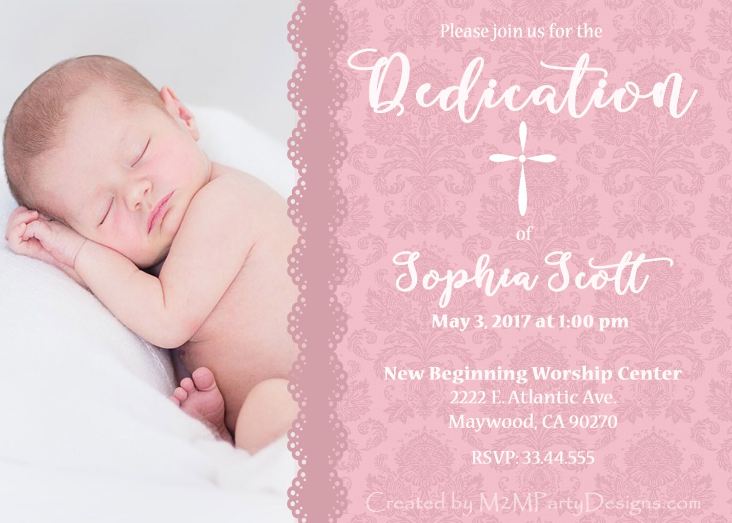 Baby Dedication Invitations Printable Print At Home Etsy UK