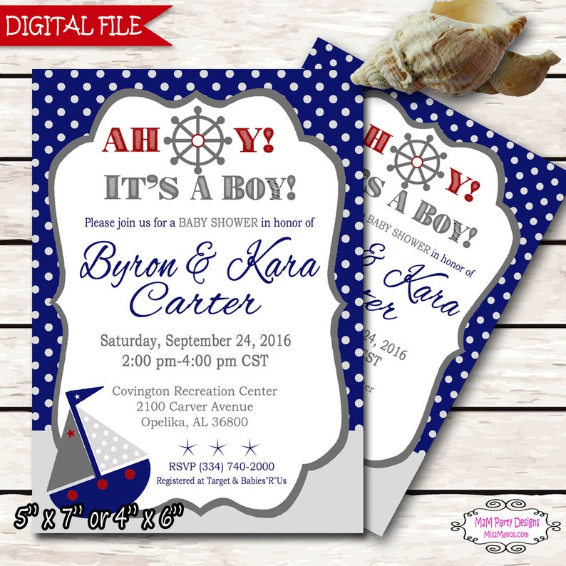 Ahoy It's a Boy Invitation Ahoy Its a Boy Baby Shower Etsy
