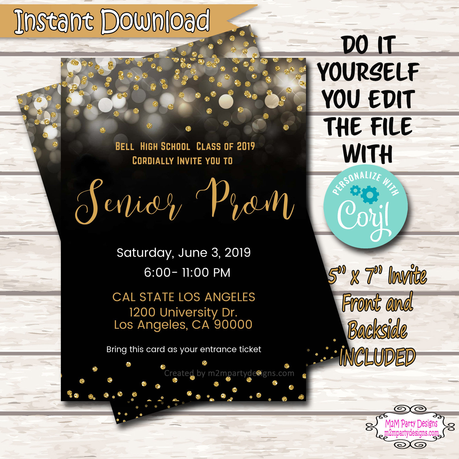 EDITABLE Prom Invitations, Starry Night, Gold Glitter, Under the Stars High,  School Event, Pto, Pta INSTANT DOWNLOAD - Etsy, image size:1500x1500