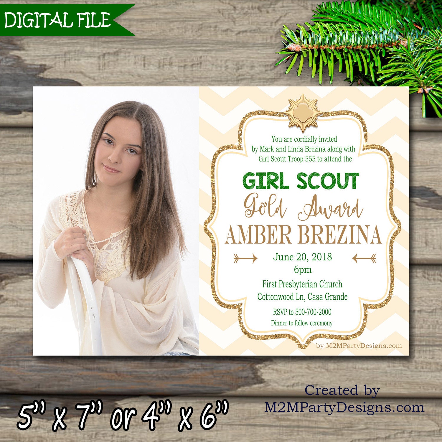 Girl Scout Gold Award Invitations courageous | Etsy
