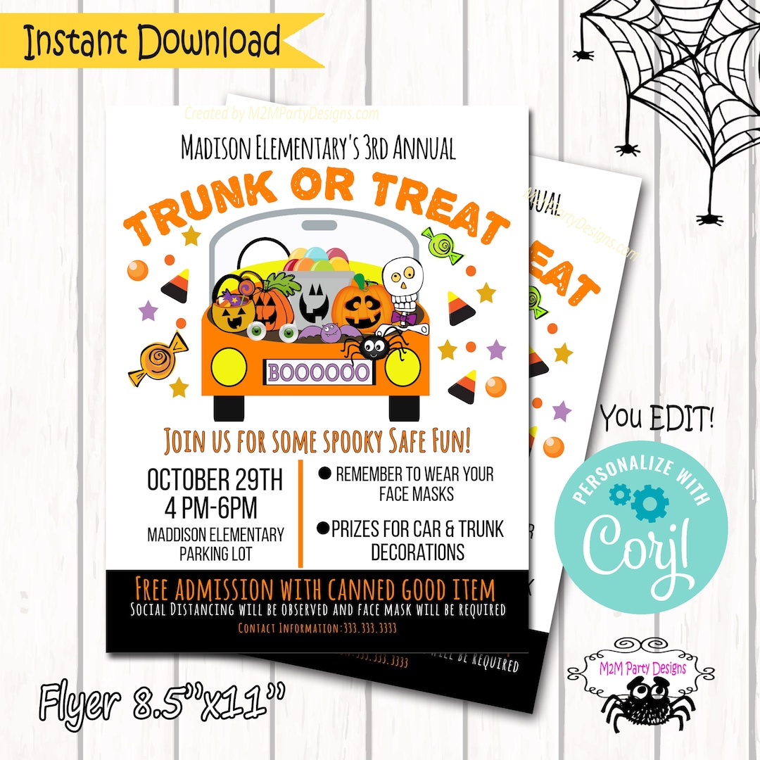 Trunk or Treat Flyer Halloween Trunk or Treat Invitation - Etsy