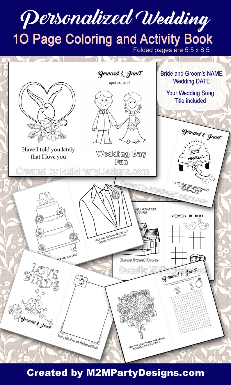 Personalized Wedding Coloring and Activity Book Reception | Etsy