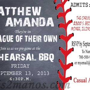 Custom ORDER Baseball Theme Party Chalkboard Druckbare Ticket Einladungen, Probe Dinner Einladung