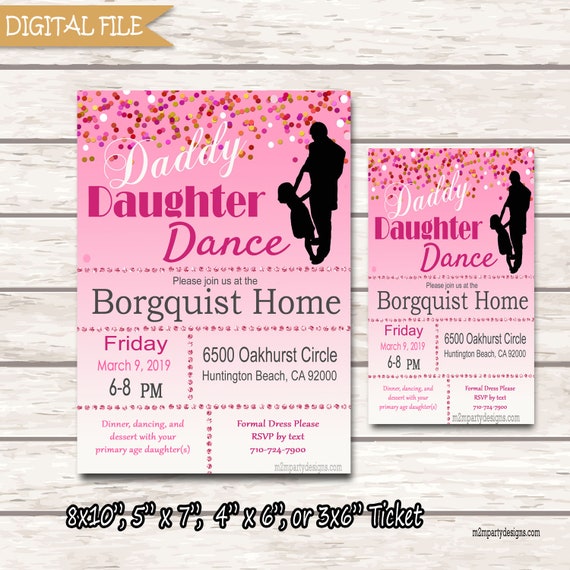 Daddy Daughter Dance Invitations Ticket Or Flyer Dance Etsy