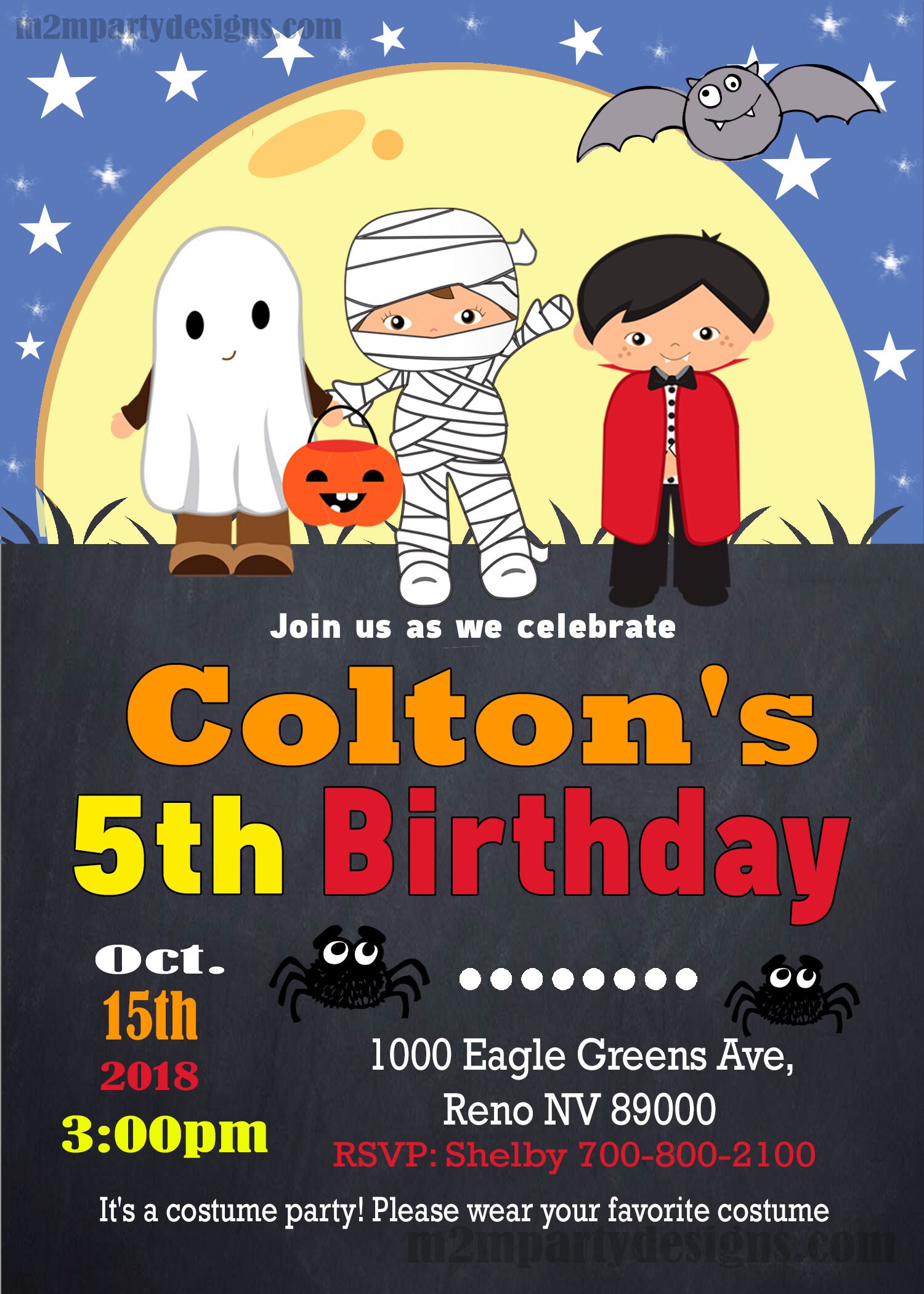 Halloween Birthday Invitation Costume Party Invitation Etsy