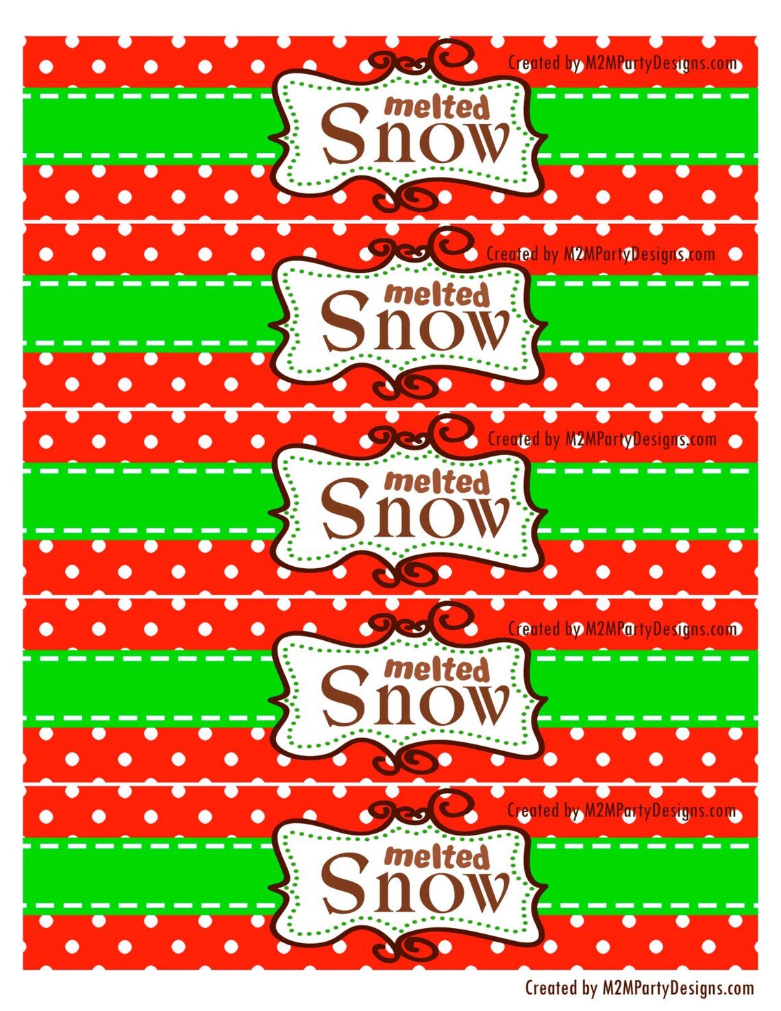Melted Snow Water Bottle Labels Printable Instant Download - Etsy