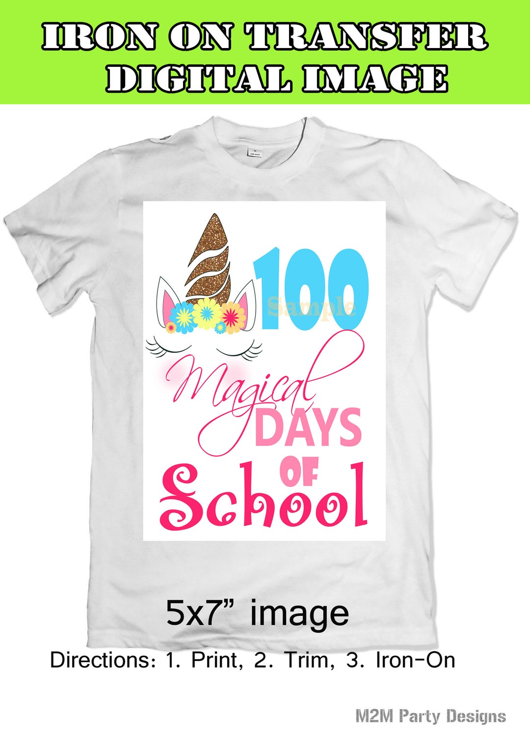 100th Day of School, Iron on Transfer, Instant Download, Digital Image ...