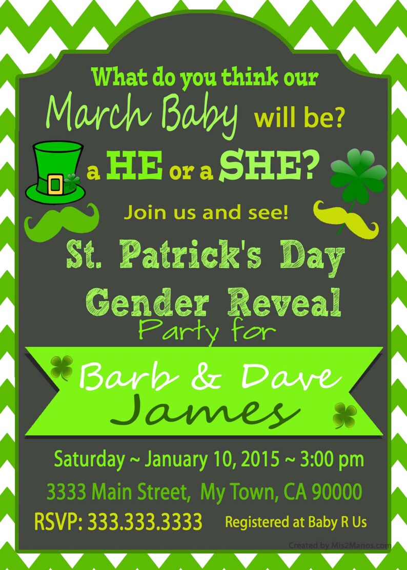 st pattys day gender reveal