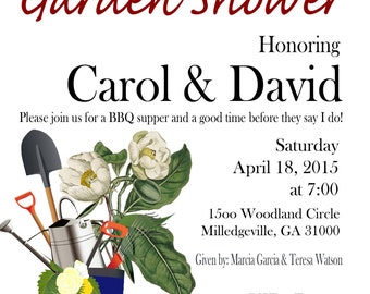 Lawn and Garden Couples Shower Invitation, Custom Digital and Printable File, DONE FOR YOU