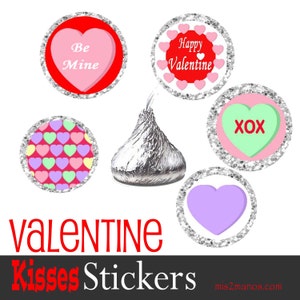 Valentines Day Kiss Stickers - DIY Printable Candy Stickers Party ...