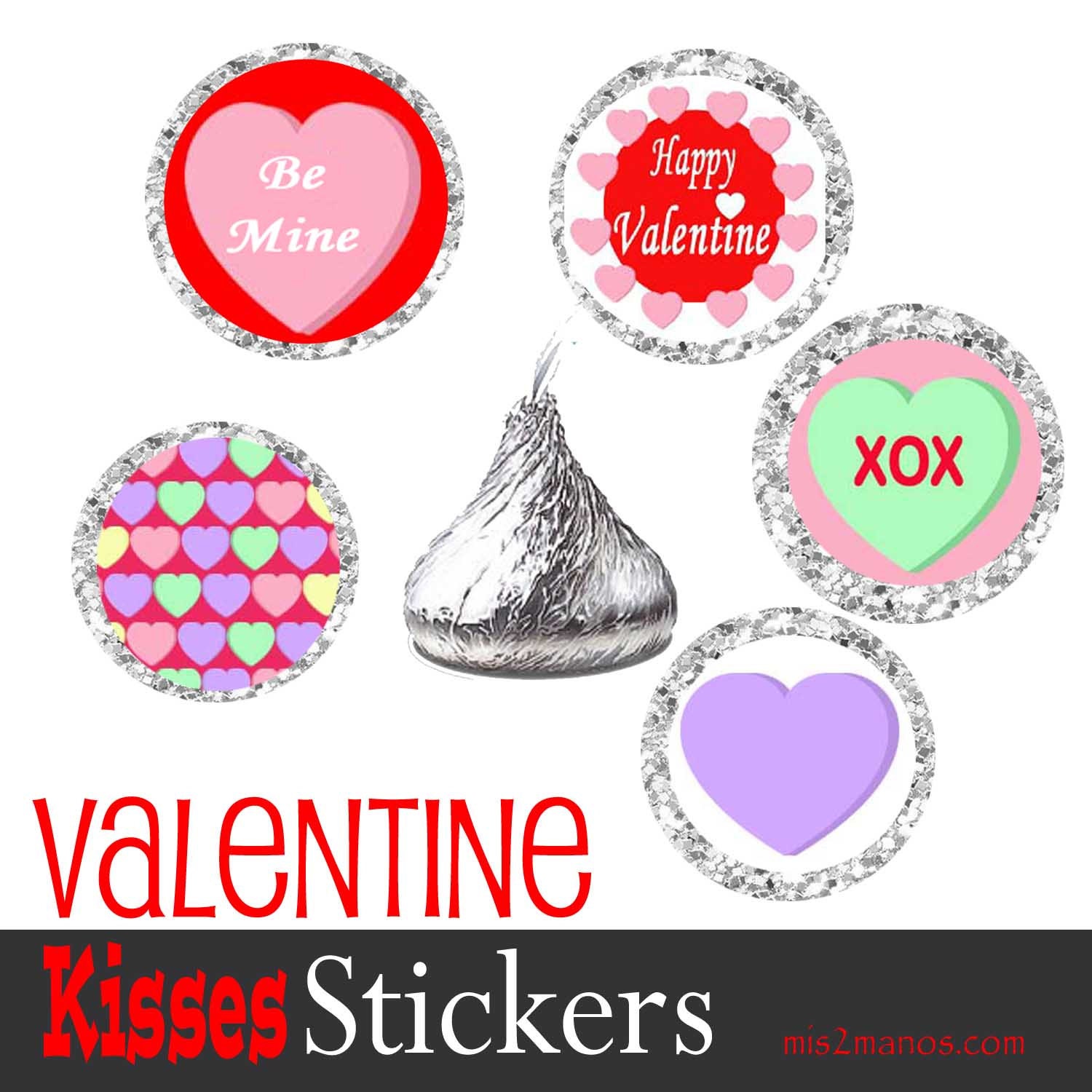 Valentines Day Kiss Stickers DIY Printable Candy Stickers Etsy