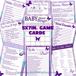 Butterfly Kisses en Baby Wishes Baby Shower Game Card Set van 9 Douchespel Digitaal Bestand Direct downloaden