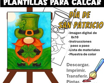 Pintura acrílica de gnomo duende | Fiesta de pintura del Día de San Patricio (Descarga instantánea)