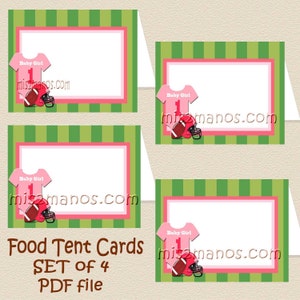Calcio Baby Shower Tenda alimentare Carte buffet stampabili Set di 4 carte alimentari vuote Download immediato