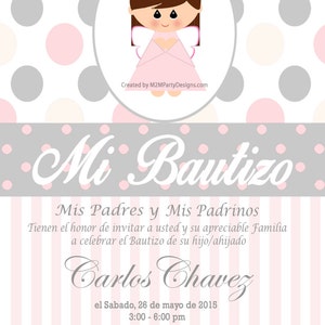 Taufeinladung Druckbares Print zu Hause personalisiert Invitacion de Bautizo