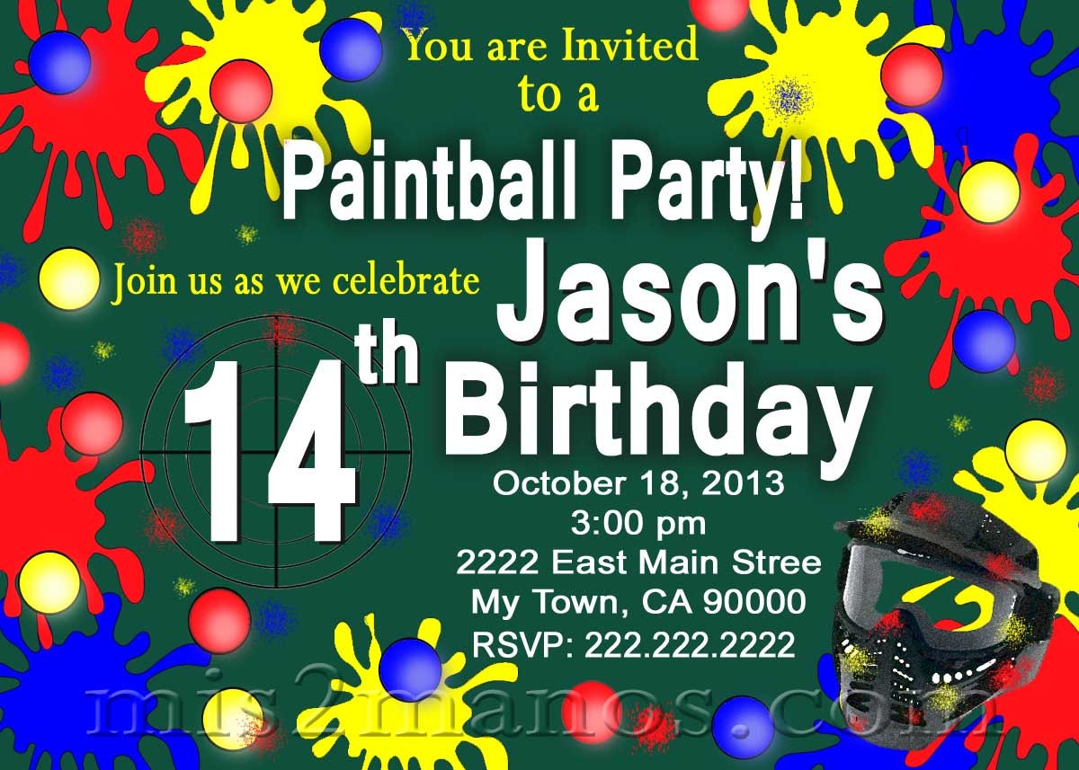Paintball Birthday Party Invitation Adult or Teen Birthday Etsy
