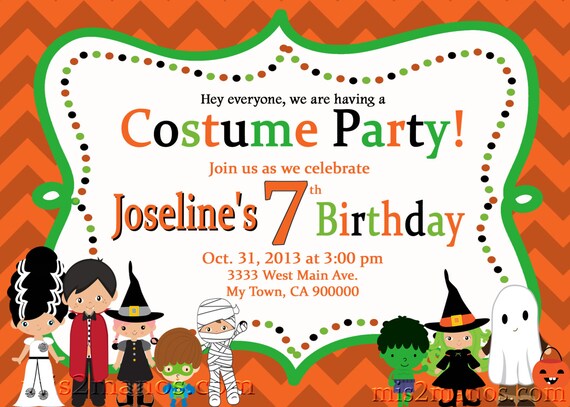 Halloween Costume Party Custom Birthday Printable Invitation | Etsy