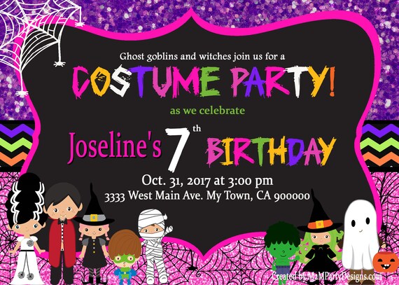 Halloween Birthday Invitation Personalized Printable Party | Etsy
