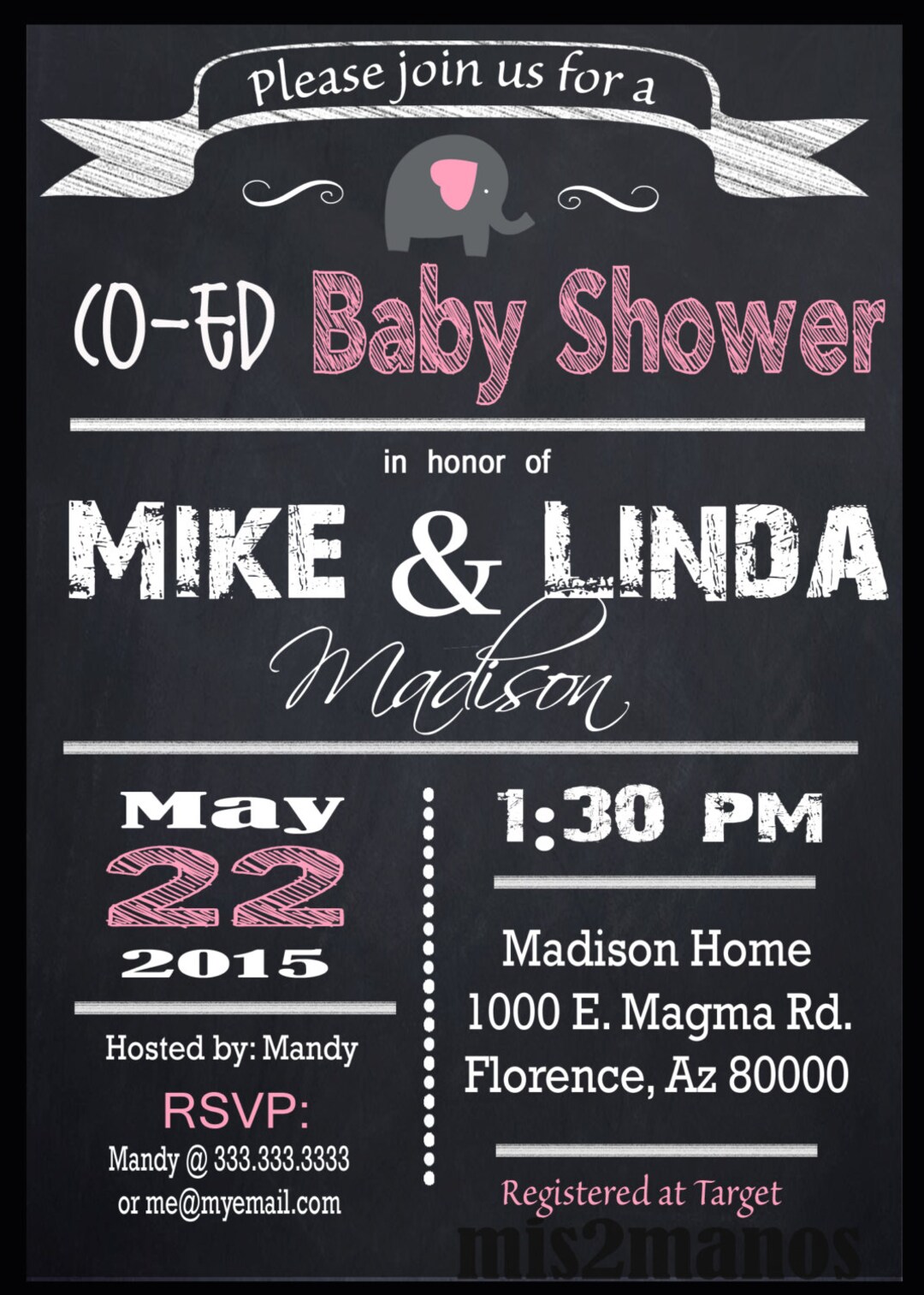 COUPLES BABY SHOWER Invitation Chalkboard Shower Invitation Etsy