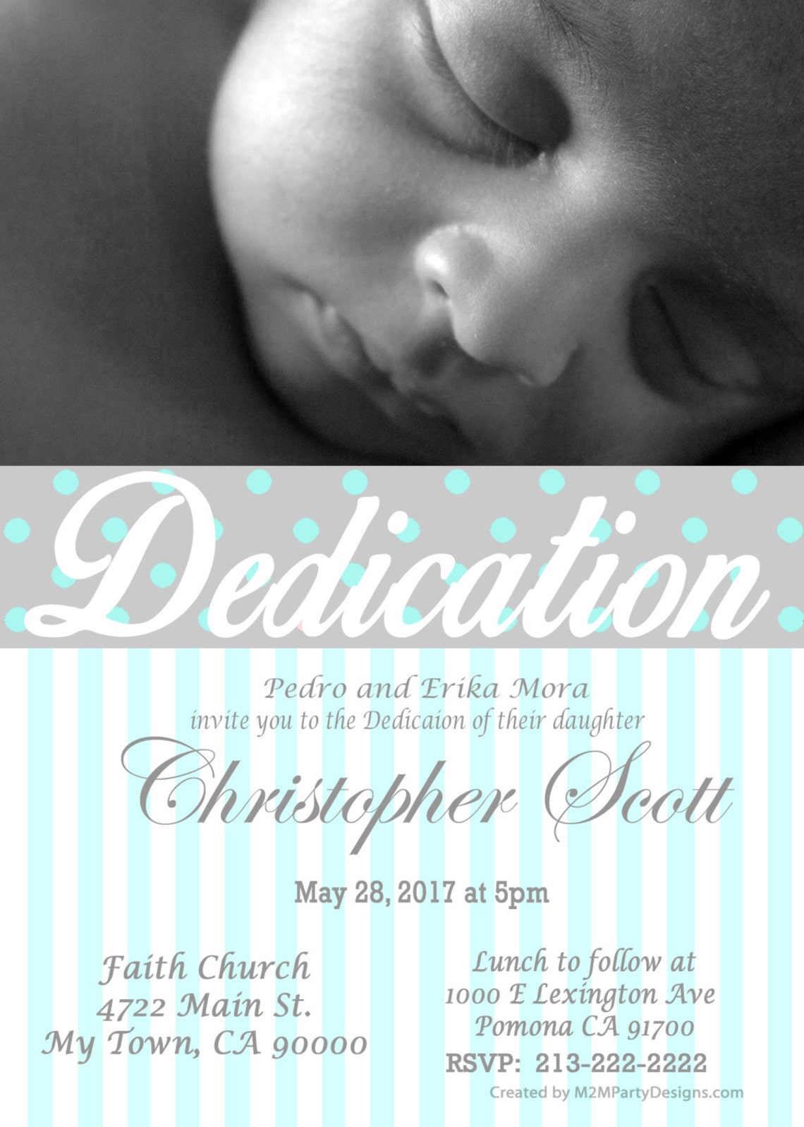 Baby Dedication Invitations Printable Print at Home Etsy