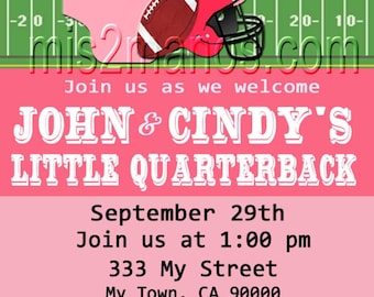 Football Baby Shower Printable Ticket Invitations, Printable Pink Card, DIY Baby Shower Ticket Cards