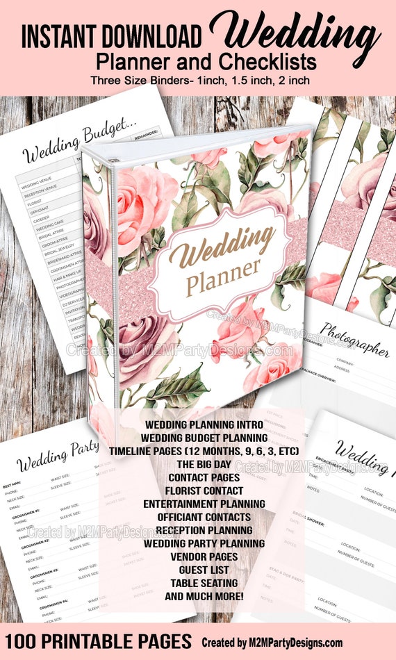 Wedding Planner, Printable Wedding Planner, Wedding Binder, DIY