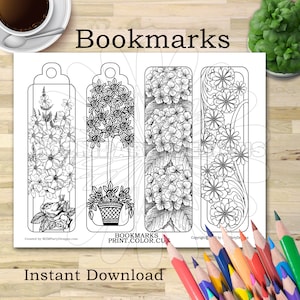 Flower bookmark coloring bookmarks Adult Bookmark, Spring coloring bookmarks, kids printable bookmarks to color planner bookmark