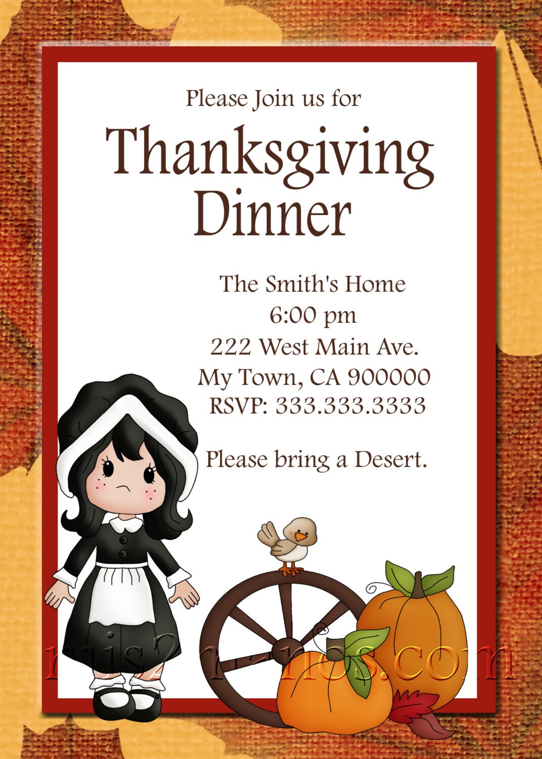 Thanksgiving Dinner Invitation diy Printable Party Invites ...