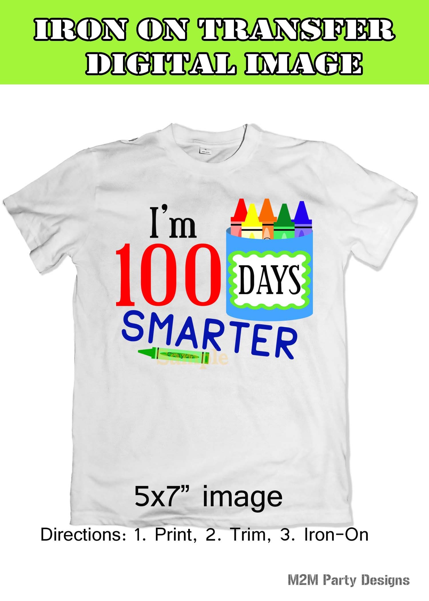 100th Day of School, Iron on Transfer, Instant Download, Digital Image.  Instant Download - Etsy Canada