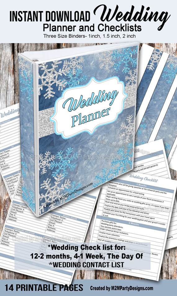 Wedding Planner Winter Wonderland Wedding Binder Diy Etsy