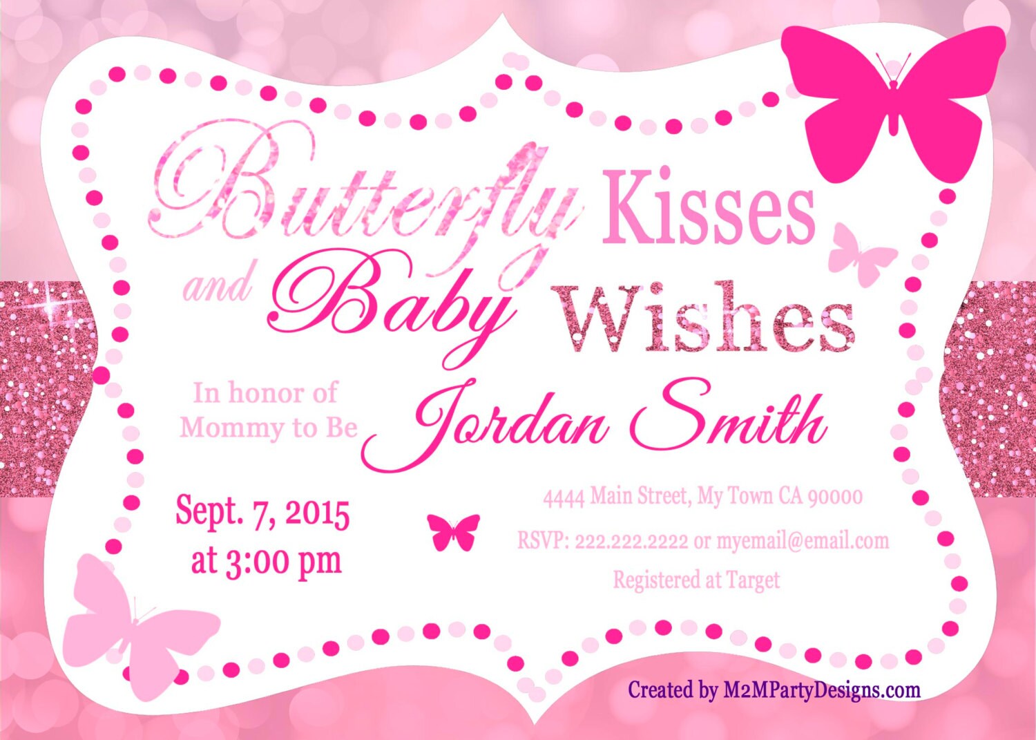 Butterfly Kisses and Baby Wishes Invitation for Baby Shower Etsy