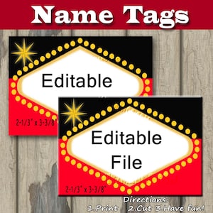 Étiquettes imprimables de casino, utilisation comme cartes de tente de Las Vegas, cartes de place, cartes de buffet, étiquettes de nourriture, téléchargement instantané de 2-1/3" x 3-3/8"