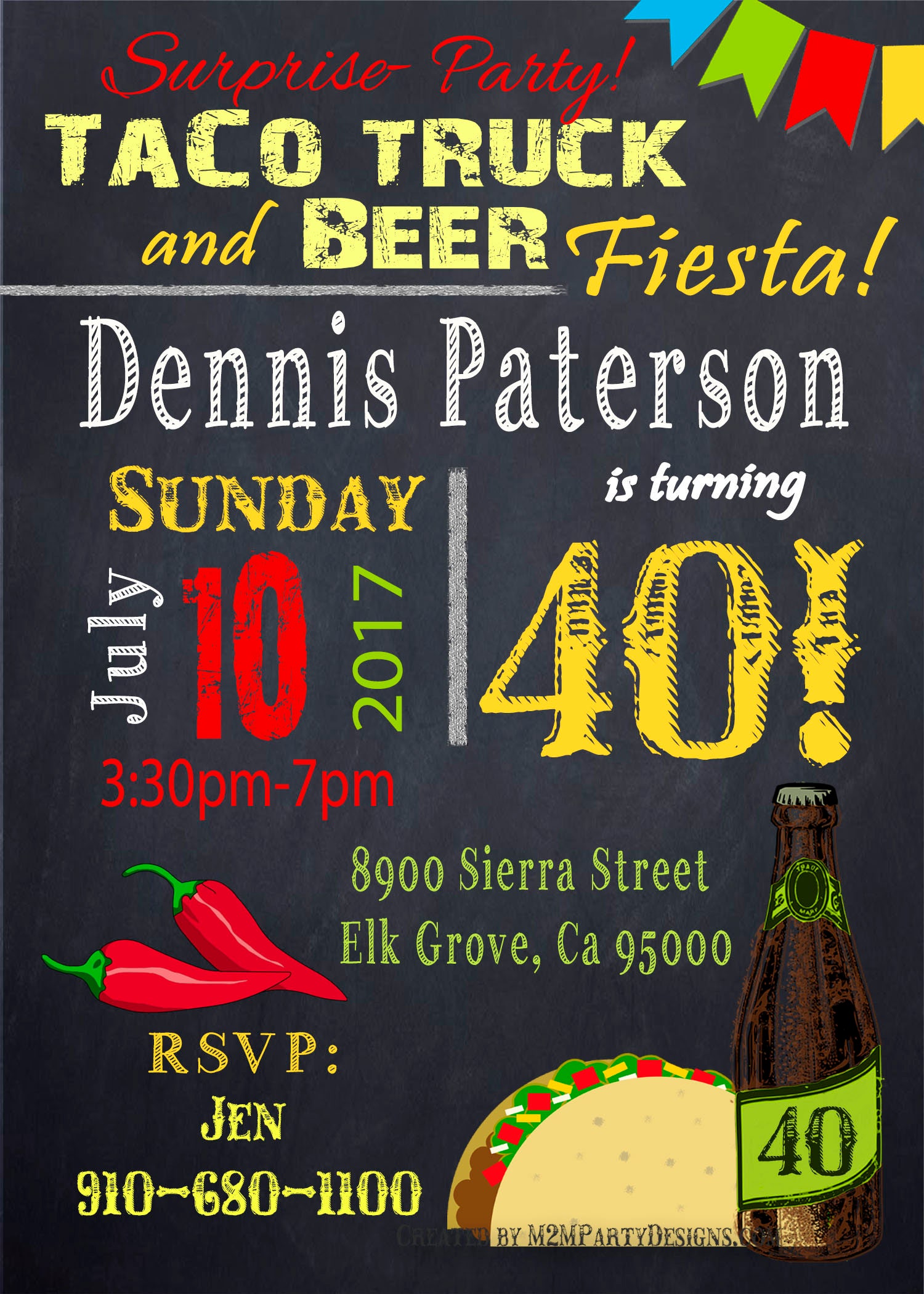 Surprise Birthday Party Tacos and Beer Fiesta Invitation Etsy