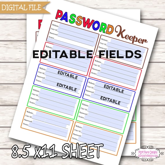 password keeper printable password organizer password log etsy printable password organizer