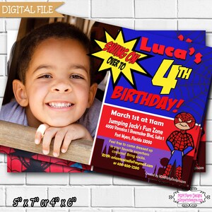 Spidey Spider-man Birthday Invitation - Super Heroes Printable DIY You Print at Home One Hour Photo Dark Skin
