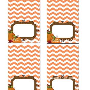Set di carte buffet stampabili per tenda da cibo per feste di zucca, set di 4 carte alimentari vuote, download istantaneo