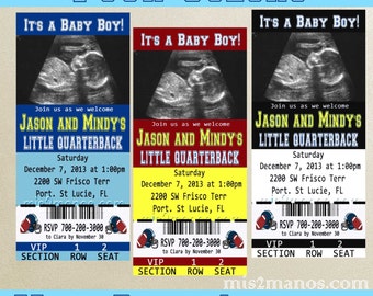 Football Baby Shower Printable Ticket Invitations, Printable Photo Card, DIY Baby Shower Ticket Cards