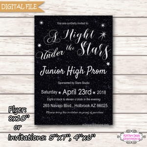 Prom Einladungen. Flyer oder Ticket. Unter Die Sterne Einladung Abschlussfeier oder Abschlussparty, personalisierte Abschluss-Einladung druckbar