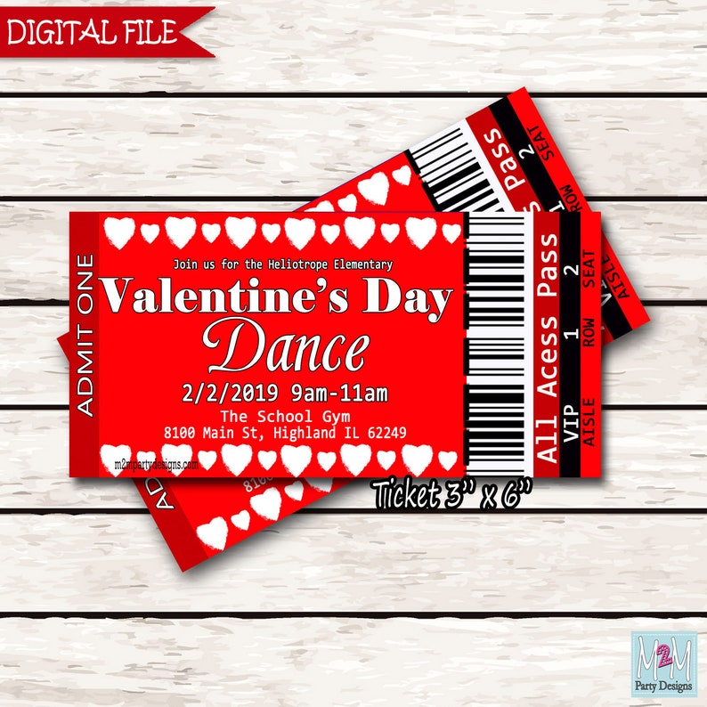 Valentine Dance Ticket Daddy Daughter Dance Ticket Or Flyer Etsy Valentine Dance Ticket Daddy Daughter Dance Ticket Or Flyer Etsy
